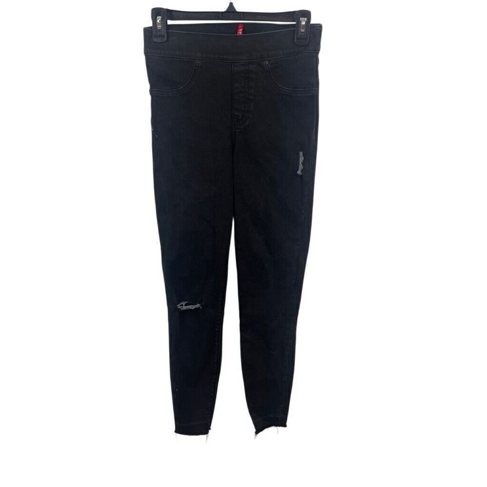 Spanx Pull-on Black Jean Leggings Distressed Stretchy Size Small